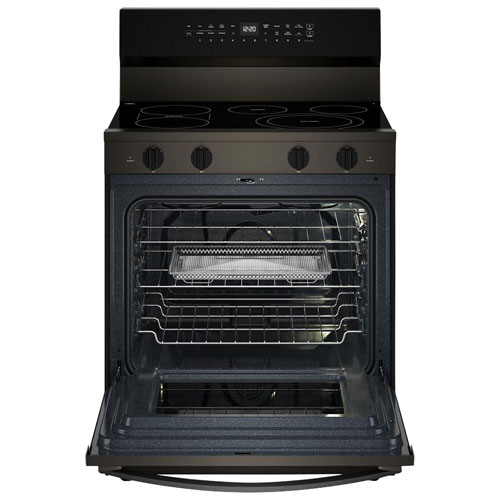 Whirlpool 30" 5.3 Cu. Ft. True Convection 5-Element Electric Range - Black-on-Stainless