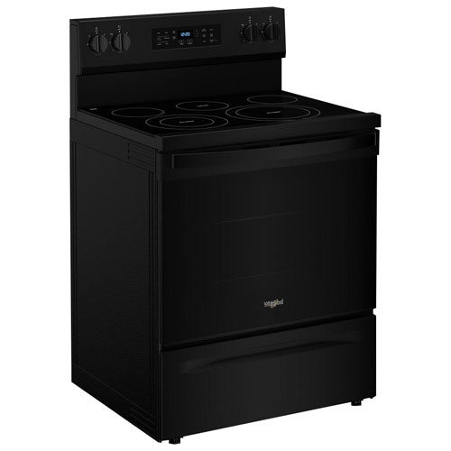 Cuisinière électrique autonome avec convection par ventilateur et friture à l'air chaud 5,3 pi³ 30 po de Whirlpool - Noir
