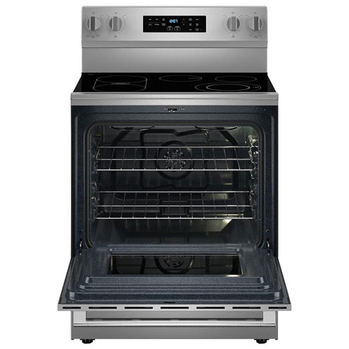 Cuisinière électrique avec four autonettoyant et friture à l'air chaud 5,3 pi³ 30 po de Maytag - Acier inoxydable résistant aux traces de doigts