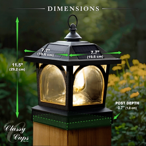 Classy Caps Edison Solar Lantern/Post Cap