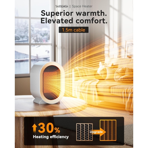 QQT Space heater,1200W PTC Space Heater for Indoor Use,Quiet Desk Heater for Office,Energy-Saving Bathroom Heater,Tipping and Overheating