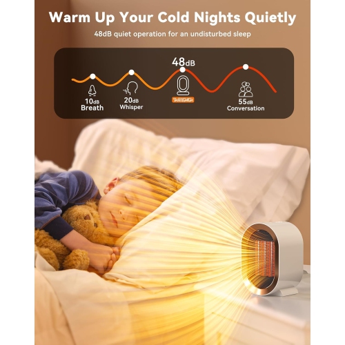 QQT Space heater,1200W PTC Space Heater for Indoor Use,Quiet Desk Heater for Office,Energy-Saving Bathroom Heater,Tipping and Overheating