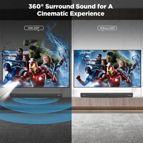 70W Sound Bar for Smart TV - 5.0 Bluetooth, Auto Volume Boost, ARC/Optical/AUX, 2-in-1 Detachable Soundbar, Wired & Wireless Connection