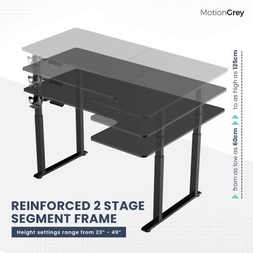 MotionGrey Pro Adjustable Right L-Shaped Electric Standing Desk with Memory Settings - 63"x43" Black Top Black Frame - Ergonomic Desk for Home and