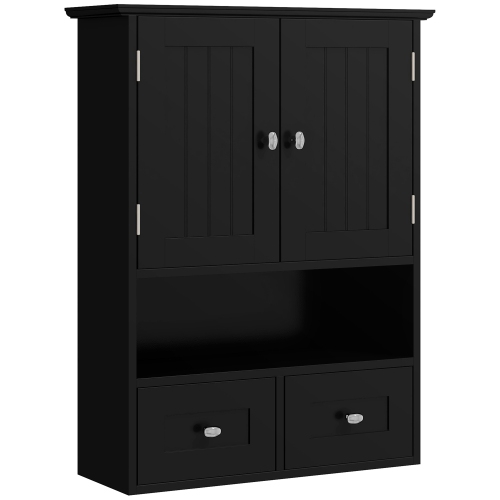 kleankin Bathroom Wall Cabinet, Medicine Cabinet, Over Toilet Storage Cabinet with Shelf and Drawers for Hallway, Living Room, Black
