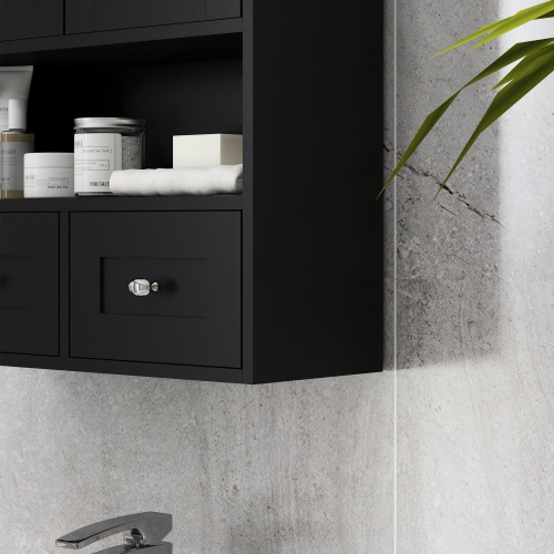 kleankin Bathroom Wall Cabinet, Medicine Cabinet, Over Toilet Storage Cabinet with Shelf and Drawers for Hallway, Living Room, Black
