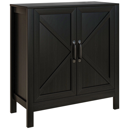 HOMCOM  Farmhouse Kitchen Storage Cabinet, Sideboard Buffet Cabinet With 2 Barn Doors And Adjustable Shelves Oak In Black