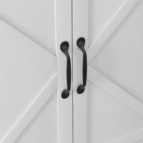 HOMCOM Farmhouse Kitchen Storage Cabinet, Sideboard Buffet Cabinet with 4 Barn Doors and Adjustable Shelves, White