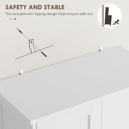 HOMCOM 50.5" Kitchen Pantry Cabinet, Modern Freestanding Buffet Storage Cabinet with 4 Doors, Drawer and Adjustable Shelf, White