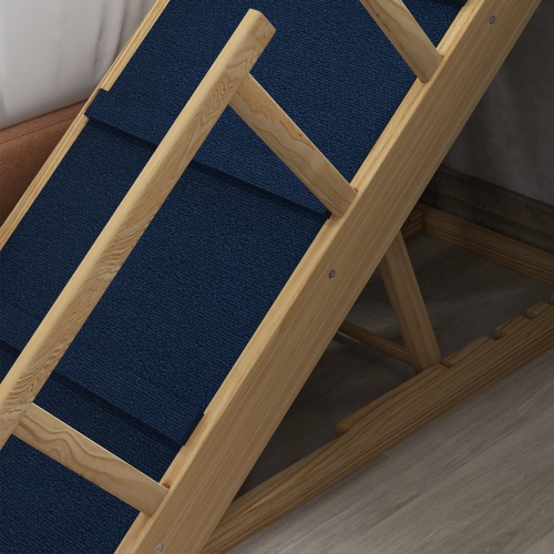 PawHut Dog Stairs, Adjustable Pet Stairs, Foldable Dog Steps with Non-slip Mat, Safety Railings, for Small to Large Dogs for High Bed Sofa Couch,