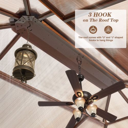 Erommy 12' x 16' Outdoor Hardtop Patio Gazebo Pergola w/Aluminum Frame, Prime Curtains and Nettings include