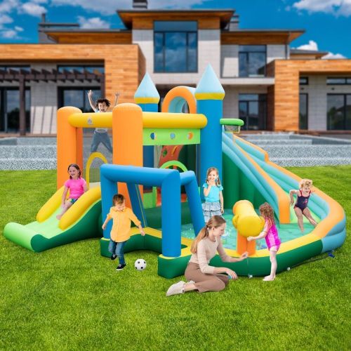 Costway Inflatable Water Slide Kids Blow up Pool Park Climbing Wall with 735W Blower
