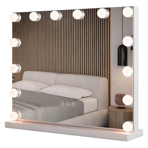 COSTWAY  Vanity Mirror With Lights 14 Led Bulbs 3 Color Lighting Modes for Bedroom Hollywood