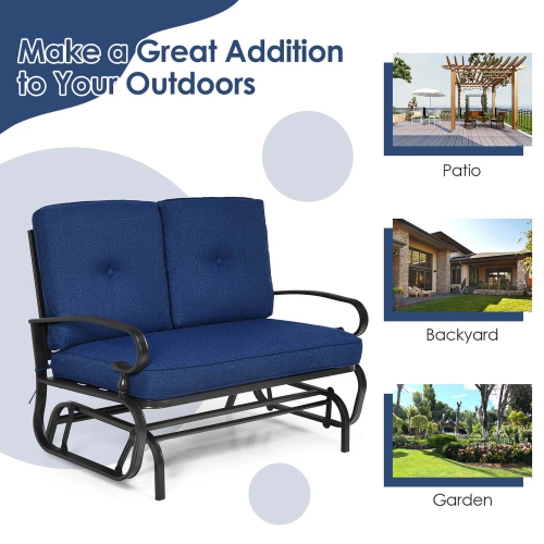 Costway 2-Person Outdoor Swing Glider Chair Bench Loveseat Cushioned Sofa