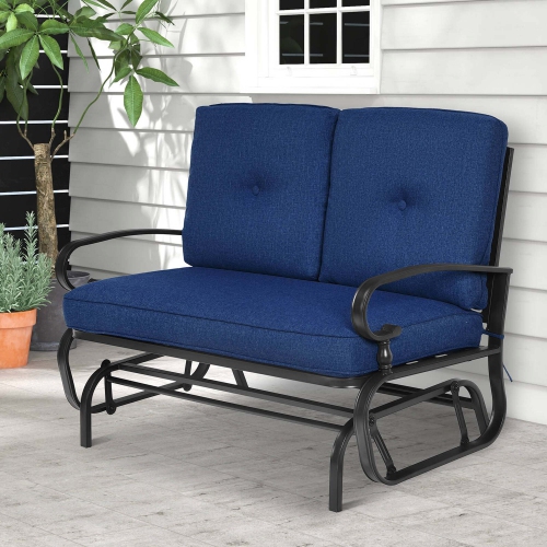 Costway 2-Person Outdoor Swing Glider Chair Bench Loveseat Cushioned Sofa