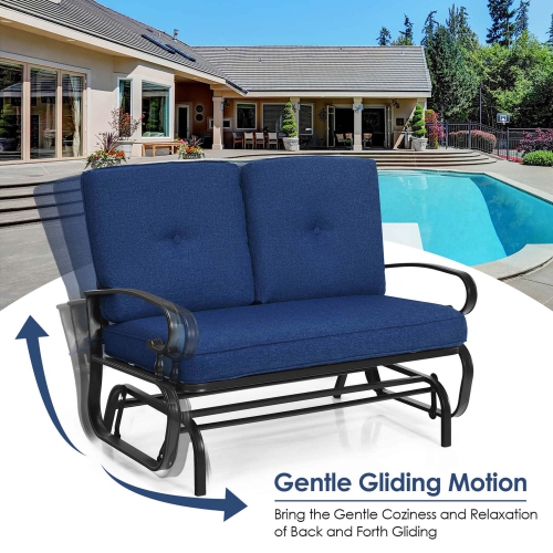 Costway 2-Person Outdoor Swing Glider Chair Bench Loveseat Cushioned Sofa