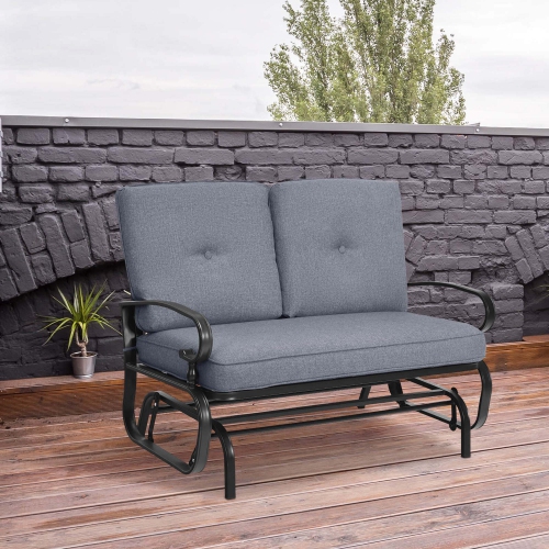 Costway 2-Person Outdoor Swing Glider Chair Bench Loveseat Cushioned Sofa