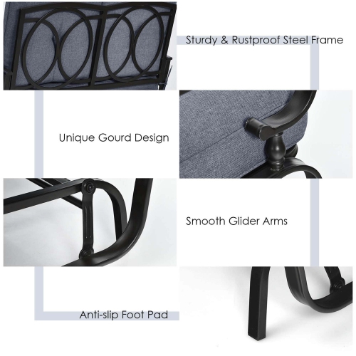 Costway 2-Person Outdoor Swing Glider Chair Bench Loveseat Cushioned Sofa