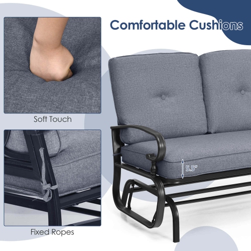 Costway 2-Person Outdoor Swing Glider Chair Bench Loveseat Cushioned Sofa