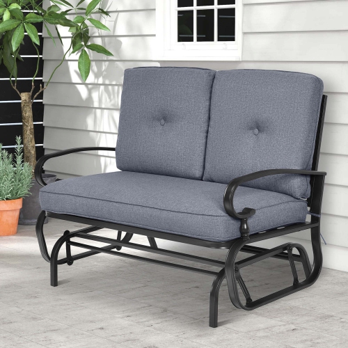 Costway 2-Person Outdoor Swing Glider Chair Bench Loveseat Cushioned Sofa
