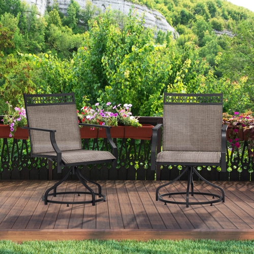 COSTWAY  Patio Swivel Dining Chairs Set Of 2 With Quick-Drying Fabric And Metal Frame