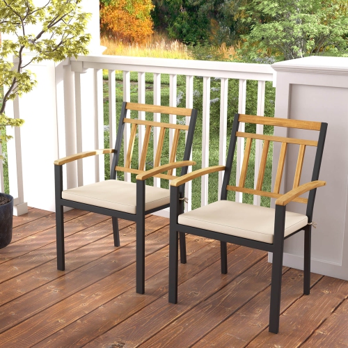 Costway Patio Dining Chairs Set of 4 Metal Outdoor Chairs with Removable Padded Cushions