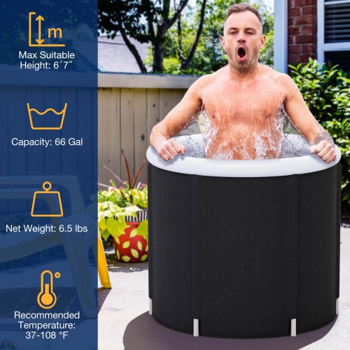 Goplus Ice Bath Tub for Adult Outdoor Ice Plunge Tub with Lid 66 Gal Capacity