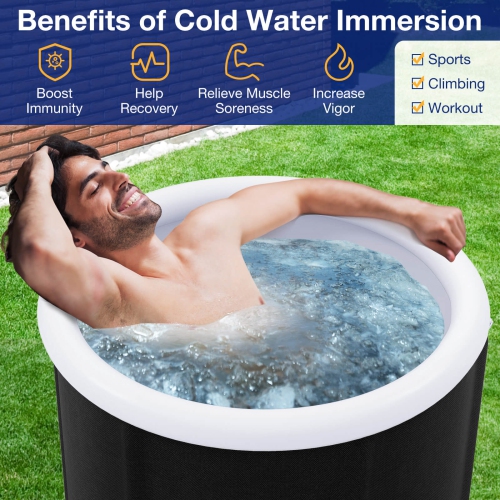 Goplus Ice Bath Tub for Adult Outdoor Ice Plunge Tub with Lid 66 Gal Capacity
