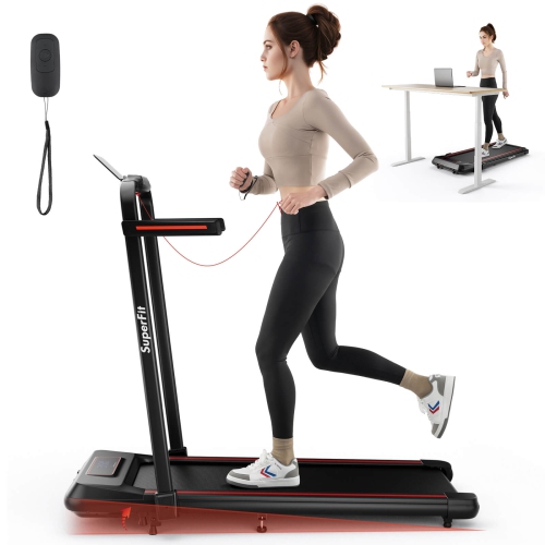 Superfit 2 in 1 Folding Treadmill with Incline Remote Control APP and LED Display