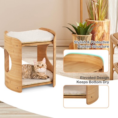 Costway 2-tier Cat Tower for Indoor Cats with Double Beds Removable & Washable Cushions