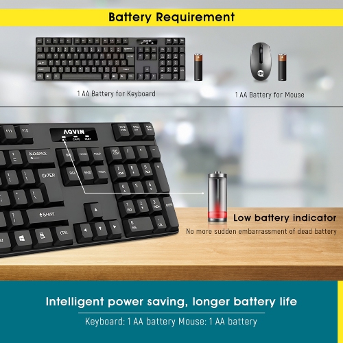 Clavier et souris sans fil QC220-W d'AQVIN) Noir - Exclusivité Best Buy