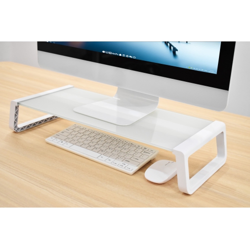 Amer Mounts - PC Monitor Riser Shelf With Keyboard Storage Space - AMRSR100CW