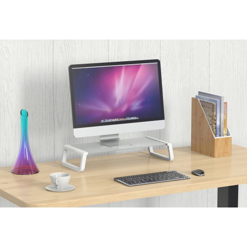 Amer Mounts - PC Monitor Riser Shelf With Keyboard Storage Space - AMRSR100CW