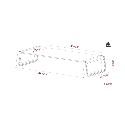 Amer Mounts - PC Monitor Riser Shelf With Keyboard Storage Space - AMRSR100CW