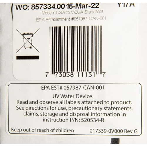 QL200 Viqua/Steright UV Lamp/UV Quartz Sleeve Combo Kit for VH200 Series