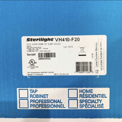 Système de préfiltration UV intégré pour toute la maison VH410-F20 de Viqua