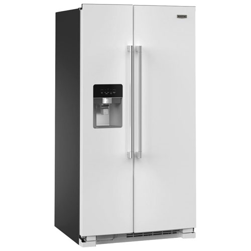 Réfrigérateur à congélateur juxtaposé 24,5 pi³ 36 po avec distributeur eau/glaçons de Maytag - Blanc