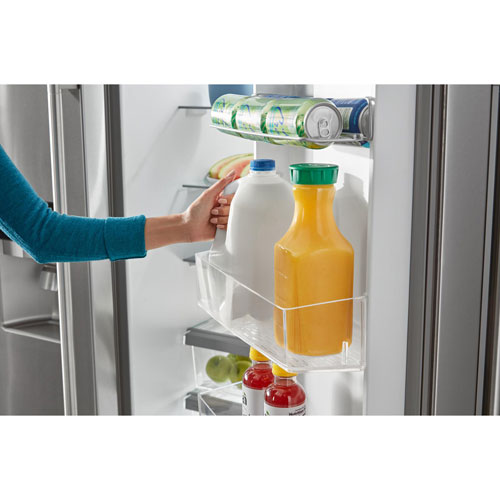 Réfrigérateur à congélateur juxtaposé 24,5 pi³ 36 po avec distributeur eau/glaçons de Maytag - Blanc