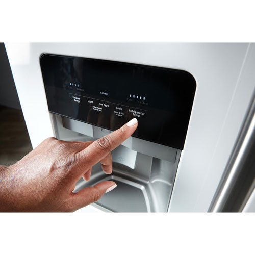 Réfrigérateur à congélateur juxtaposé 24,5 pi³ 36 po avec distributeur eau/glaçons de Maytag - Blanc