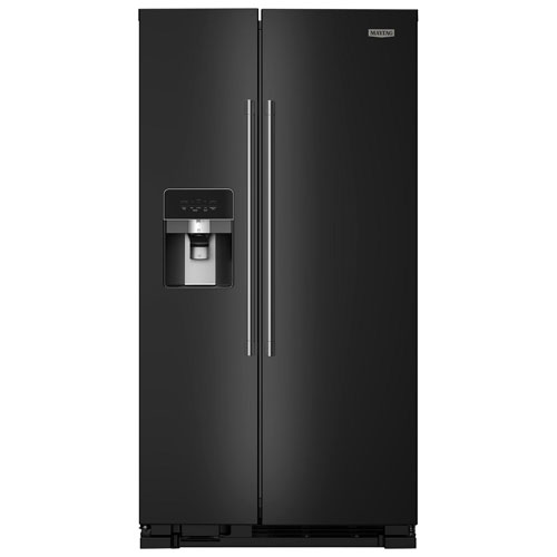 Image 1 de 22.. Réfrigérateur à congélateur juxtaposé 24,5 pi³ 36 po avec distributeur d'eau et de glaçons de Maytag - Noir