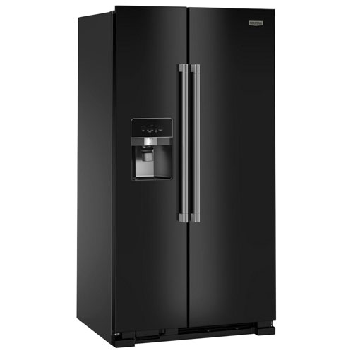 Réfrigérateur à congélateur juxtaposé 24,5 pi³ 36 po avec distributeur d'eau et de glaçons de Maytag - Noir