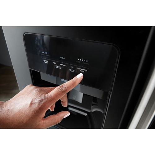 Réfrigérateur à congélateur juxtaposé 24,5 pi³ 36 po avec distributeur d'eau et de glaçons de Maytag - Noir