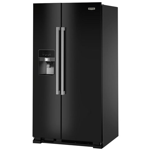 Réfrigérateur à congélateur juxtaposé 24,5 pi³ 36 po avec distributeur d'eau et de glaçons de Maytag - Noir