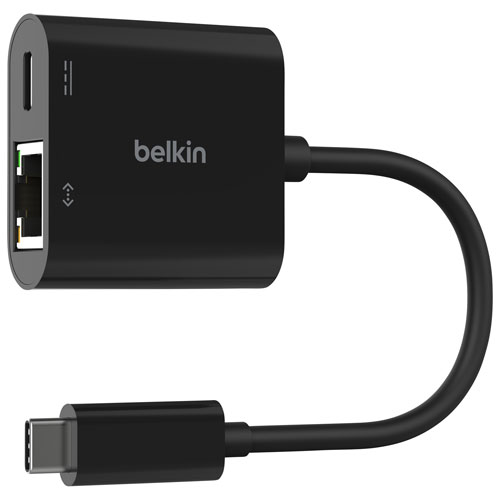 Adaptateur de chargement 2-en-1 USB-C à Ethernet de 100 W Connect de Belkin
