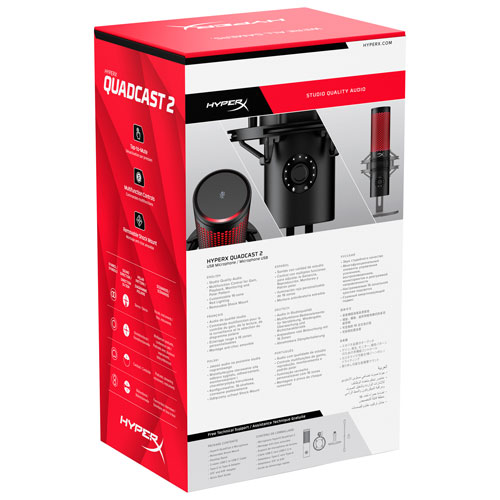 Microphone de jeu USB QuadCast 2 de HyperX - Noir/Rouge
