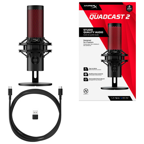 Microphone de jeu USB QuadCast 2 de HyperX - Noir/Rouge