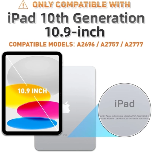 iPad 11 th, iPad 10 th Generation Case 2025 , 2022 - Shockproof Protective Case with Rotating Stand, Hand/Shoulder Strap, Pencil Holder, Touch ID