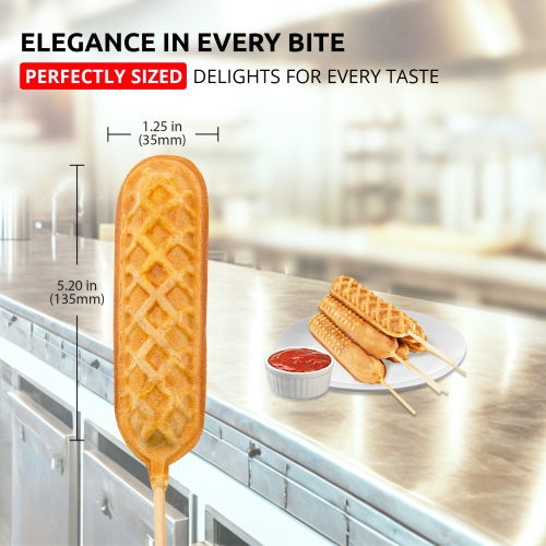 AP-528 Hot Dog Waffle Maker Commercial | Corn Dog Waffle Maker | 6 PCS | Hotdog Waffles on a Stick | Stainless Steel | 110V