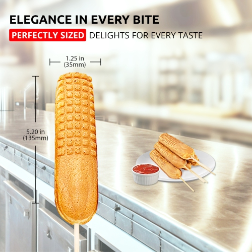 AP-529 Hot Dog Waffle Maker Commercial | Corn Dog Waffle Maker | 6 PCS | Hotdog Waffles on a Stick | Stainless Steel | 110V
