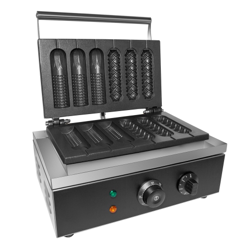 GR-HCX6 Hot Dog Waffle Machine | 3+3 Pcs | Waffle Corn Dog Maker | Manual Control | 110V